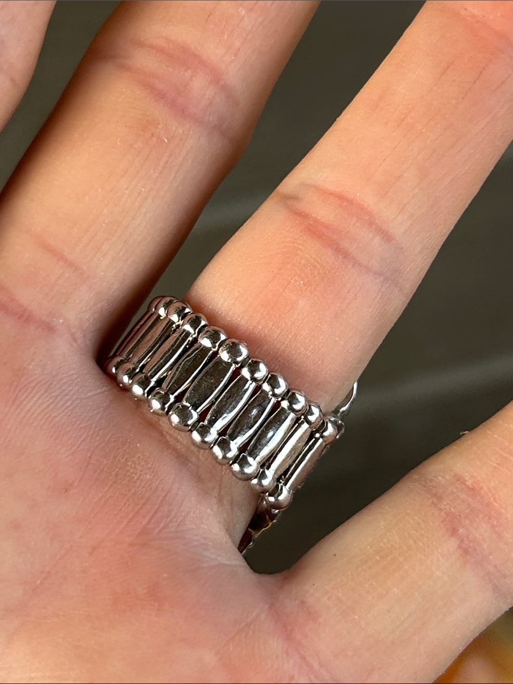 Vintage White Cat's Eye Cocktail Ring with Crystal Halo - Picture 8 of 8